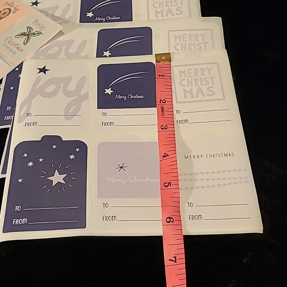 100 ct Combo🎄 40 Stickers each Lux Stickers with Gold Foiling & 60 Name Tags